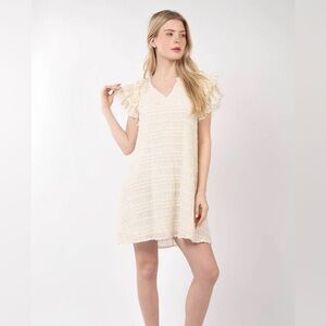 New In Cream Textured Mini Dress